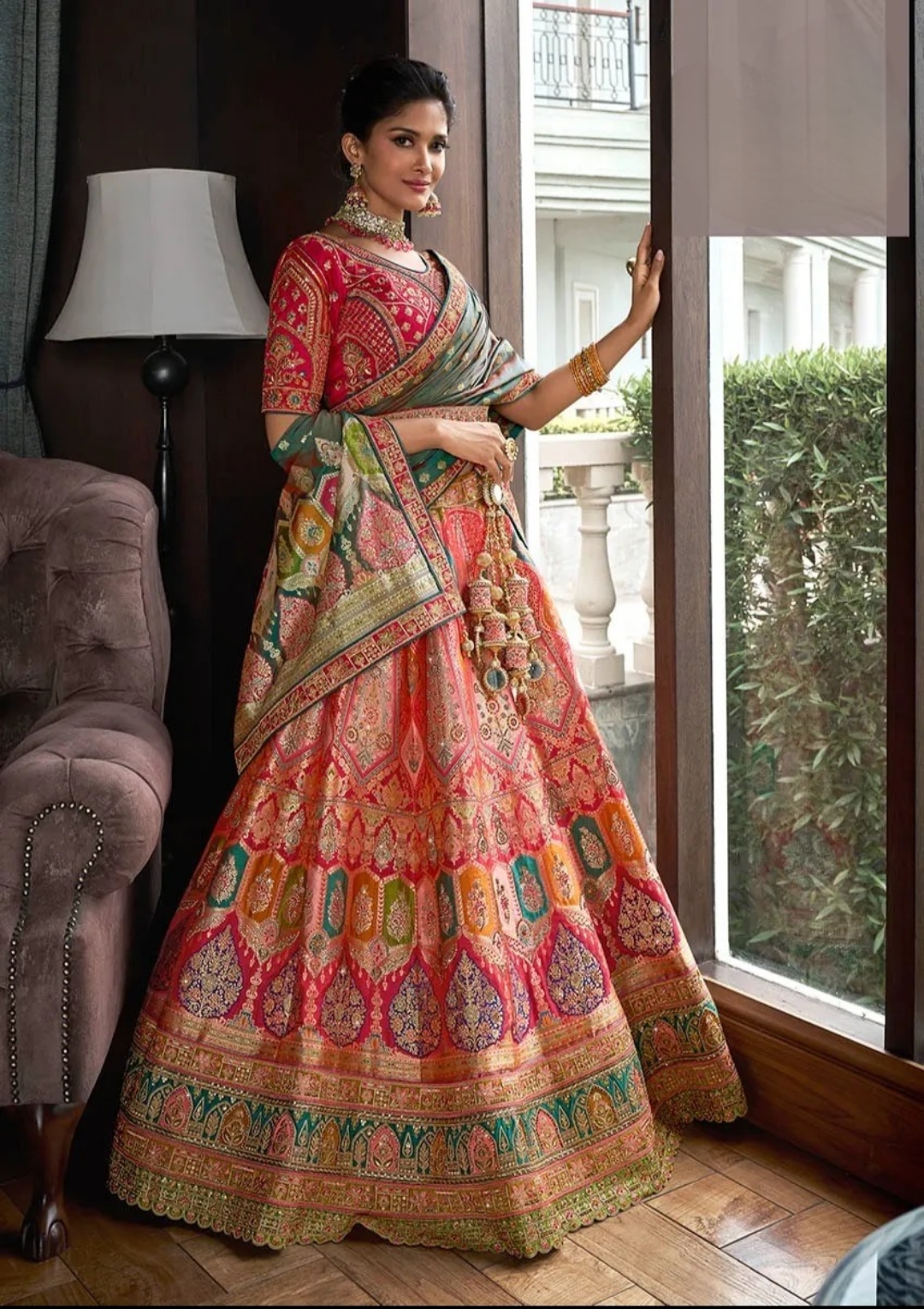 Designer blouse with heavy embroidery ideal for bridal or festive looks